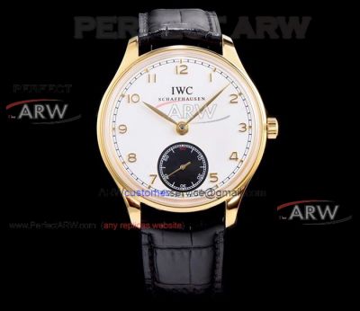 Perfect Replica IWC Portugieser Chronograph Watches - White Dial Leather Strap 